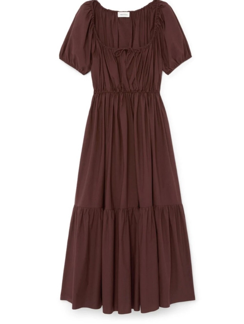 Matteau Chocolate Puff-Sleeve Tiered Dress - Picture 9 of 15